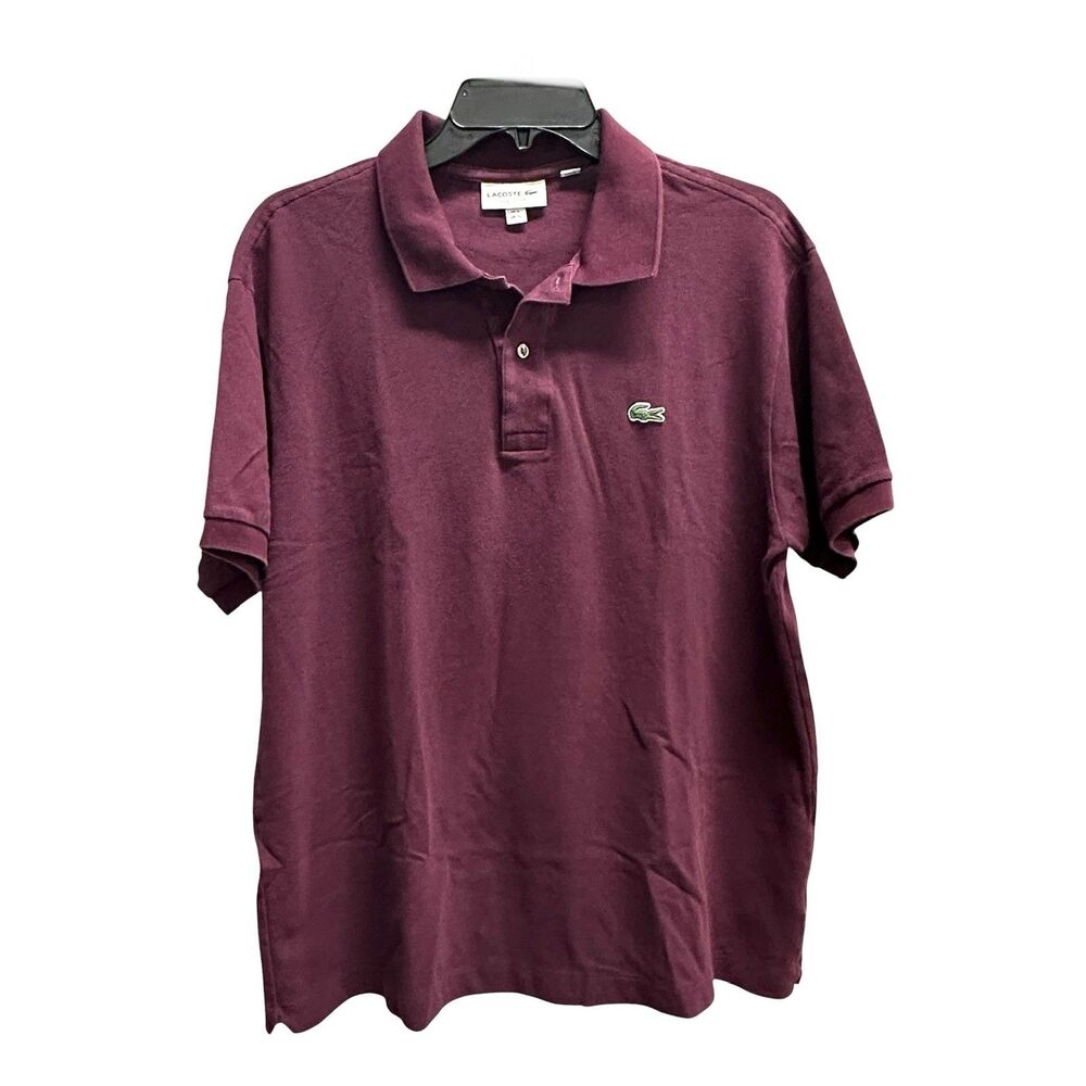 Lacoste Classic Fit Polo Shirt Mens XL  Pique Cotton Croc Logo Golf Maroon*